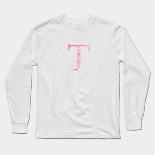 Pink Tau Watercolor Letter Long Sleeve T-Shirt
